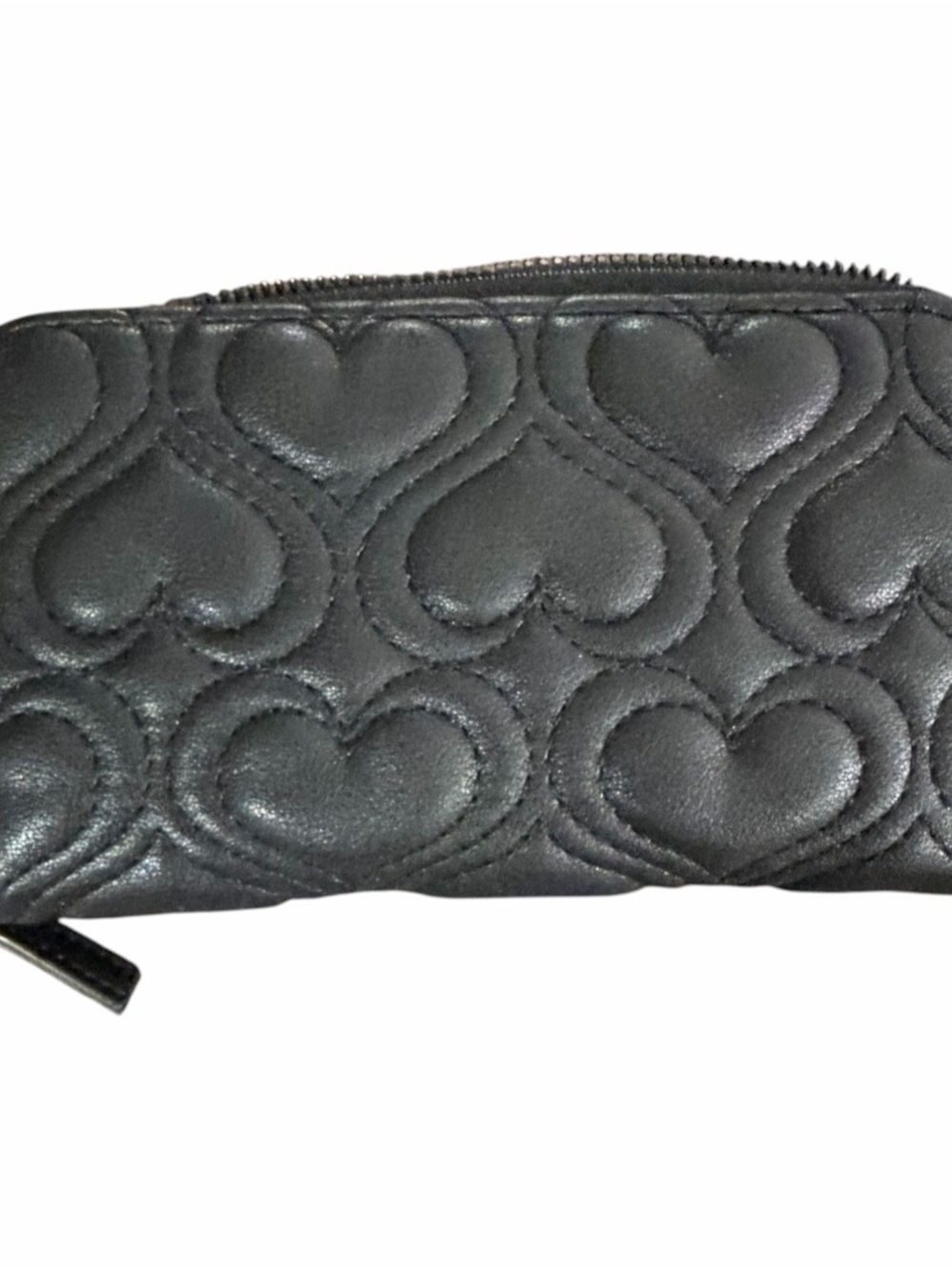 Betsy Johnson Black Quilted Heart Zip Wallet - Women Bags